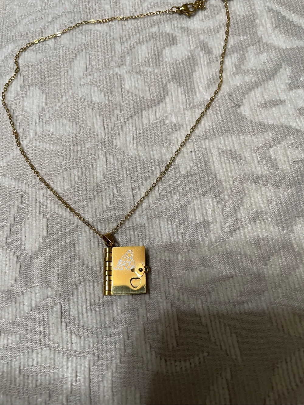 Book Locket Necklace with Heart Accent